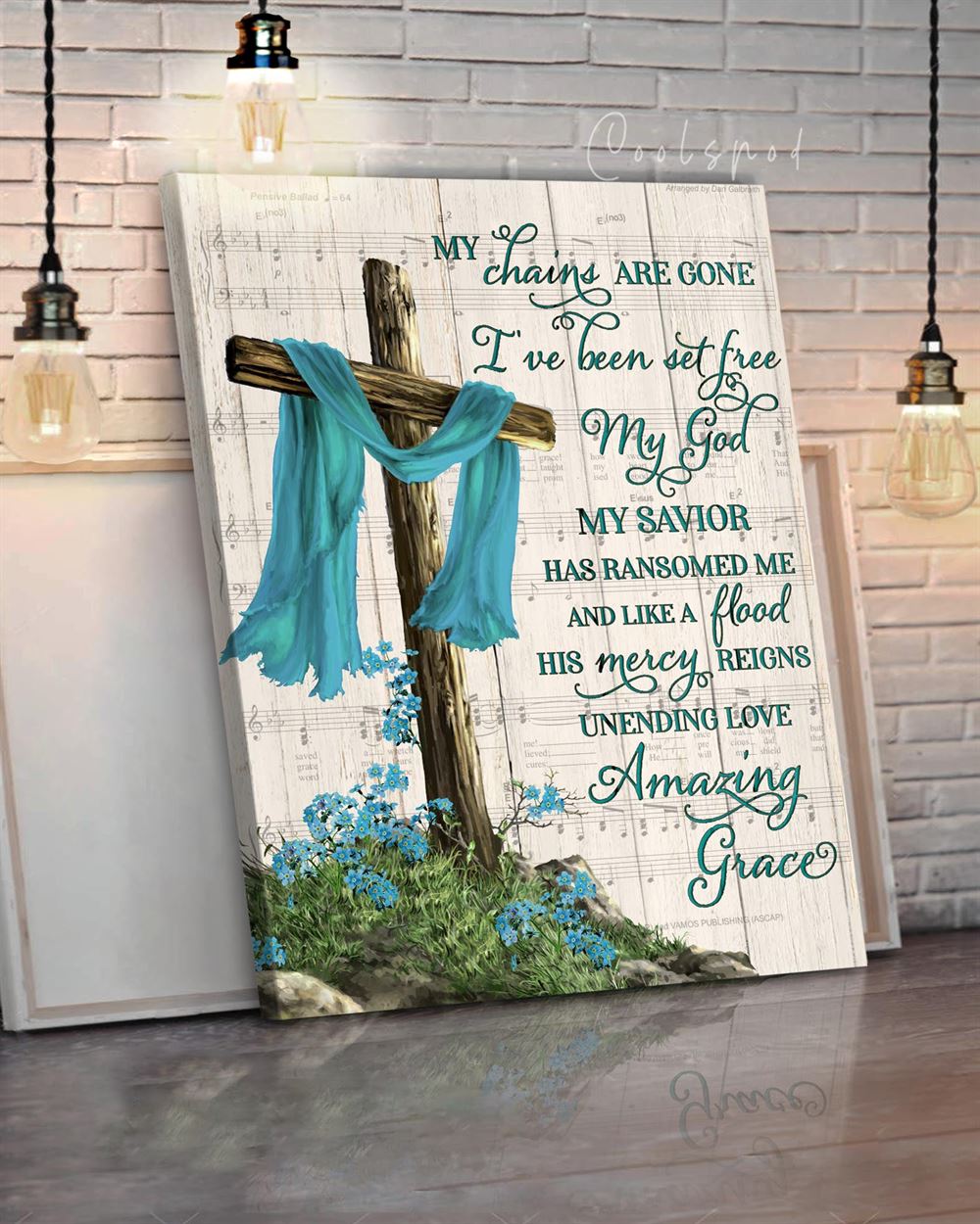 Canvas - Heaven Cross Amazing Grace Blue Version Top 5 Benicee