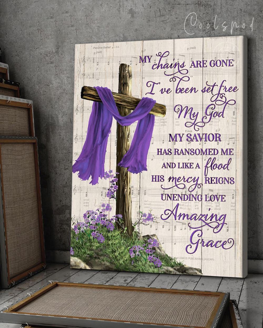Canvas - Heaven Cross Amazing Grace Purple Version Top 5 Benicee