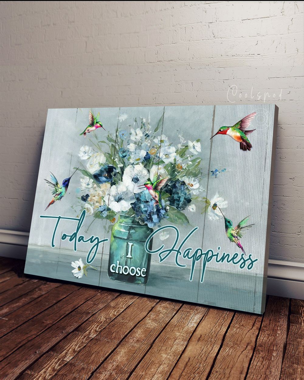 Canvas - Hippie - Today I Choose Happiness - Hummingbirds Flowers