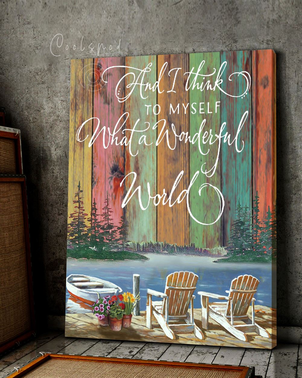 Canvas - Hippie - What A Wonderful World Colorful - Lake House