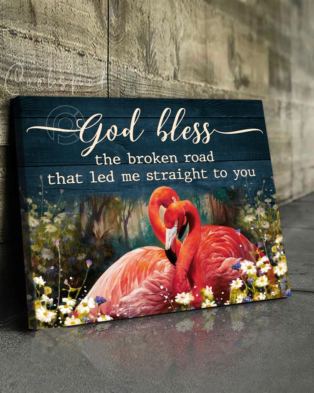 Canvas - Ocean - Flamingo - God Bless