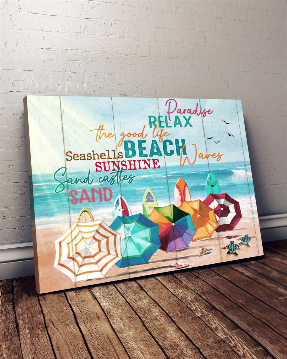 Canvas - Ocean - Umbrella - Beach