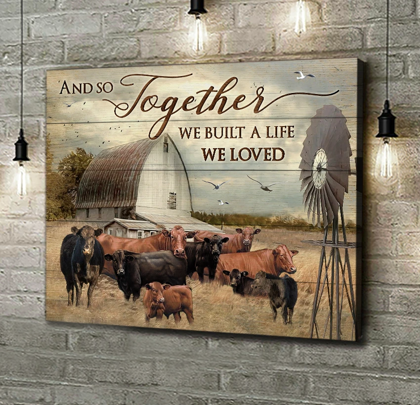 Canvas - Red Black Angus Cattle - We Built The Life We Loved