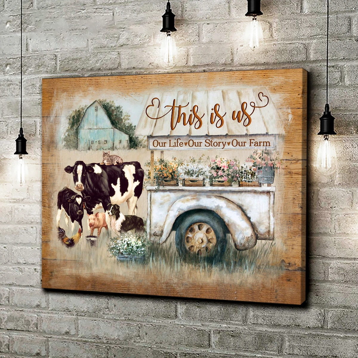 Canvas Wall Art Wall Decor Farm Canvas Print - Farm Animals - This Is Us Our Life Our Story Our Home