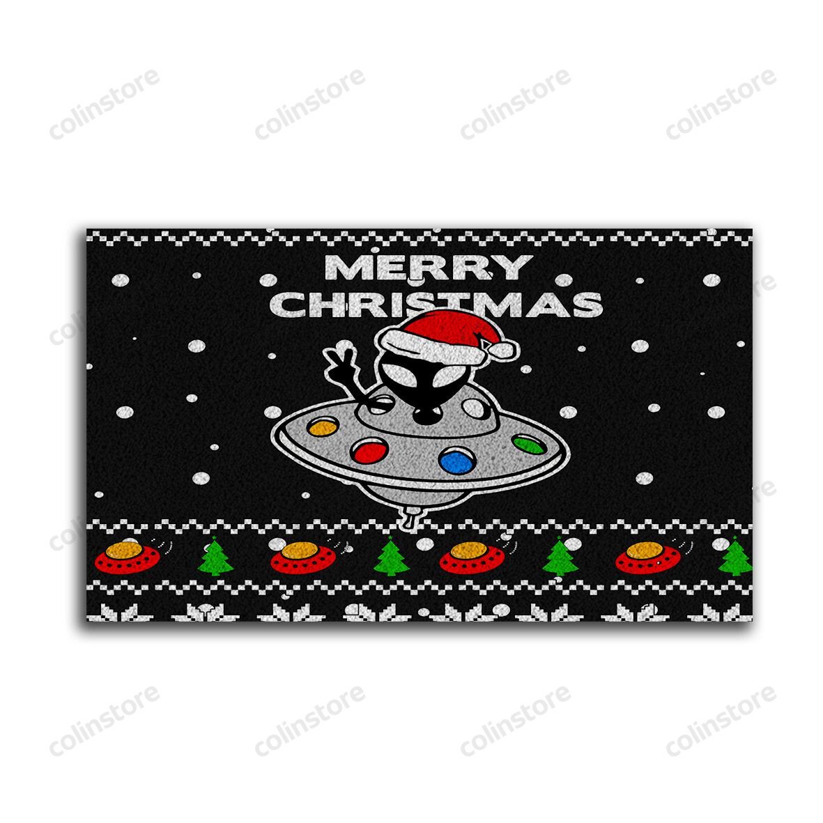 Alien Ufo Christmas Doormat Merry Christmas Doormat