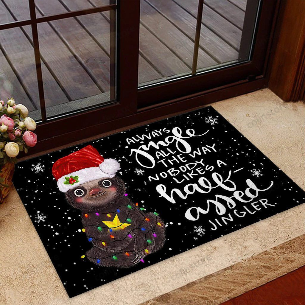 Always Jingle All The Way Sloth Doormat Welcome Mat