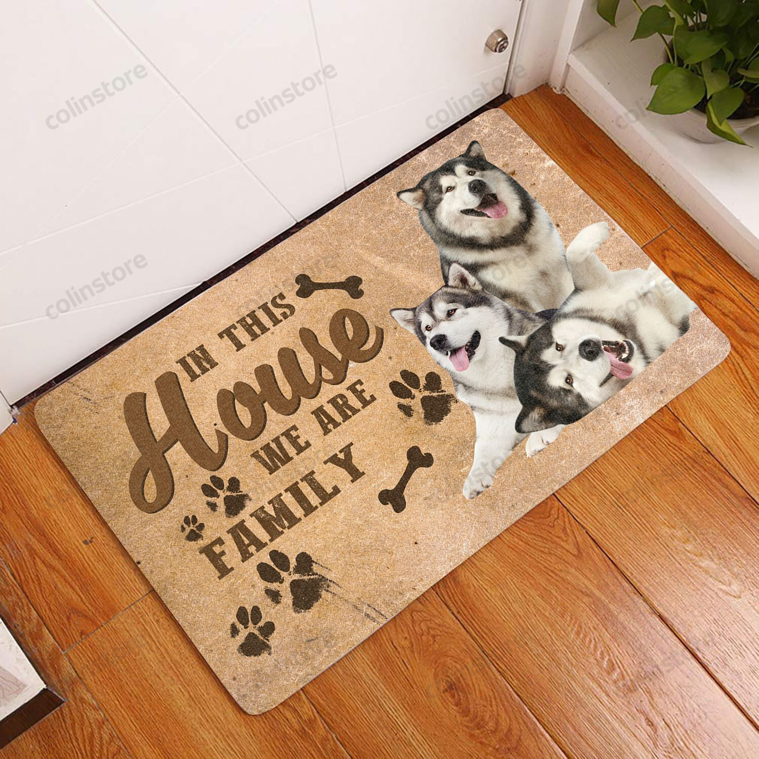 Amazing Alaskan Malamute Family Dog Doormat Welcome Mat