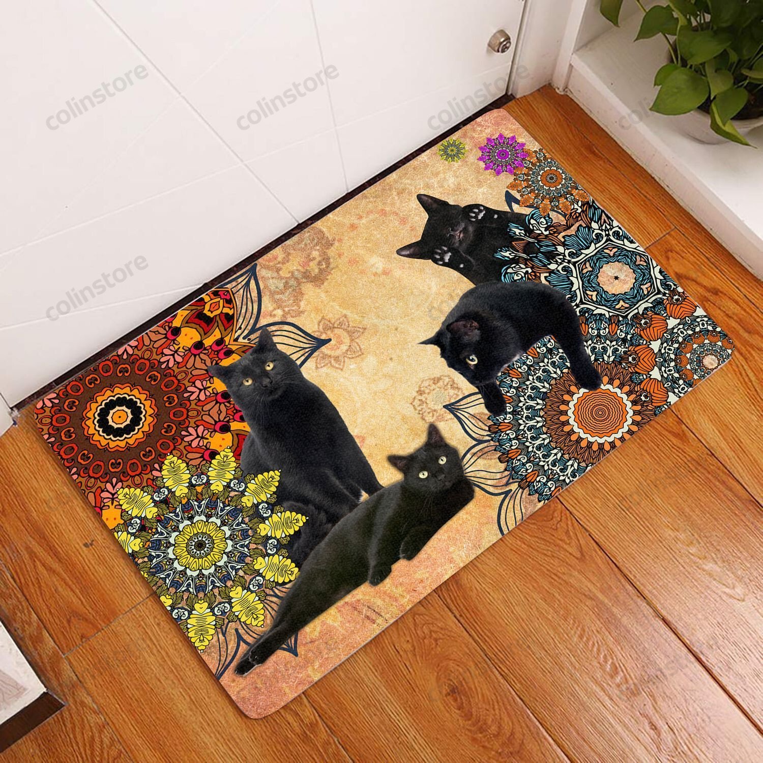 Amazing Black Cat Doormat Welcome Mat
