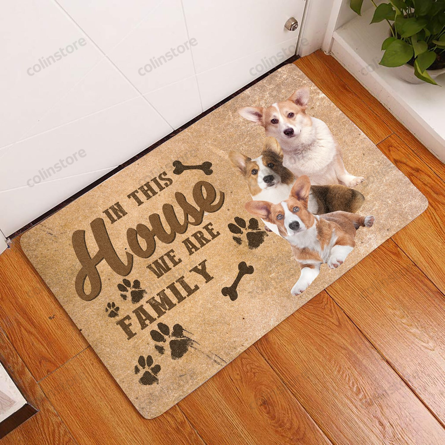 Amazing Cardigan Welsh Corgi Family - Dog Doormat Welcome Mat