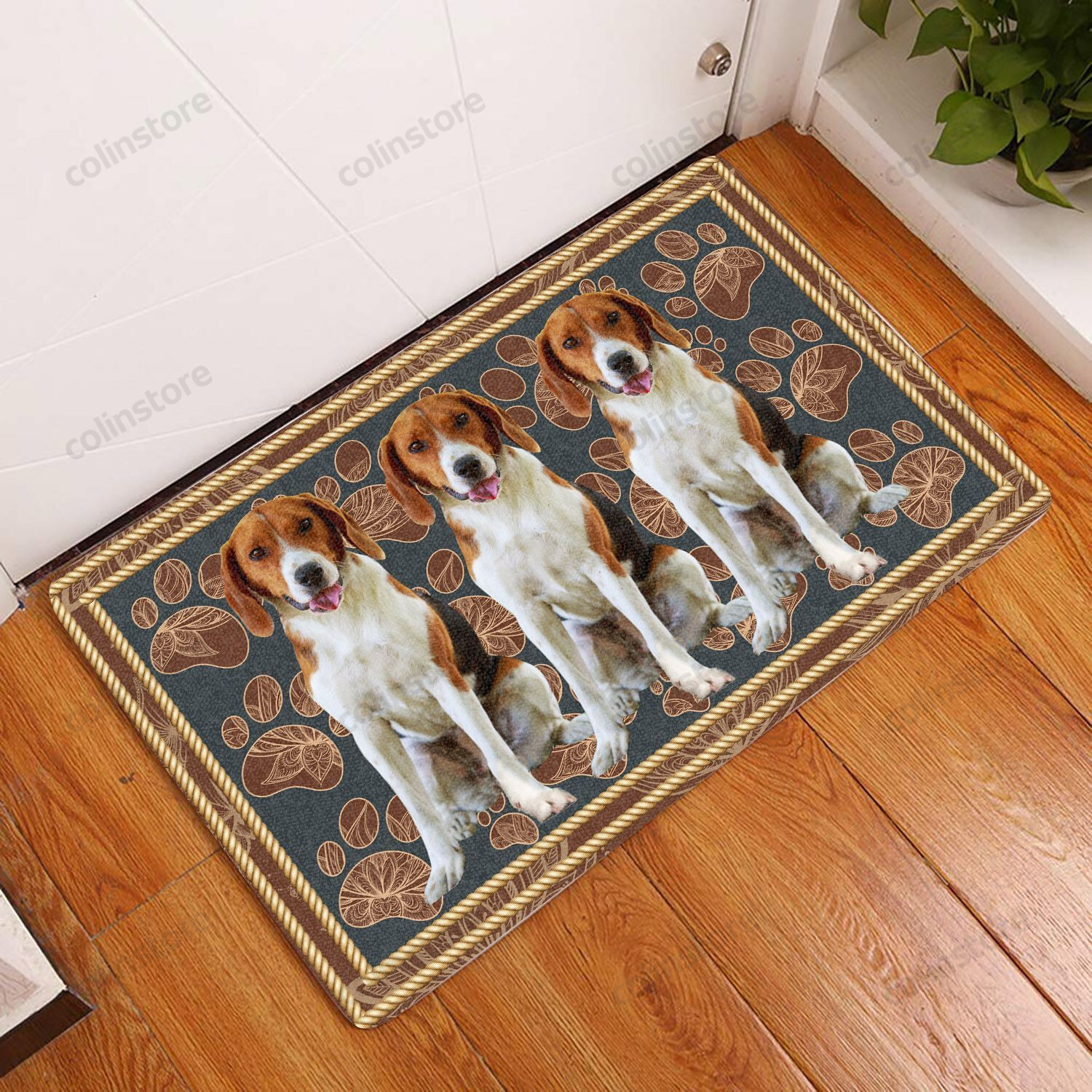American Foxhound Flower Paw - Dog Doormat Welcome Mat