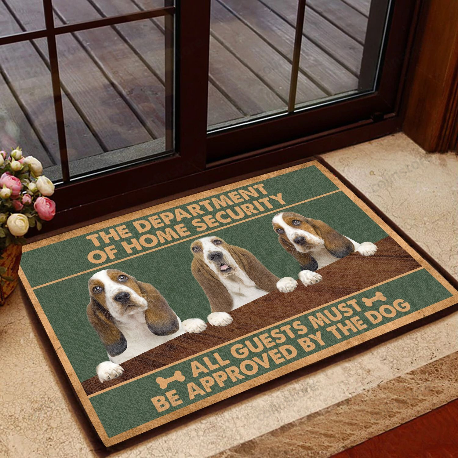 Basset Hound Home Security - Dog Doormat Welcome Mat