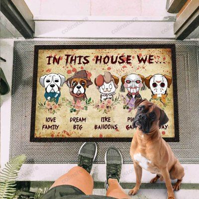 Boxer Dog Horror Squad Funny Outdoor Indoor Wellcome Doormat