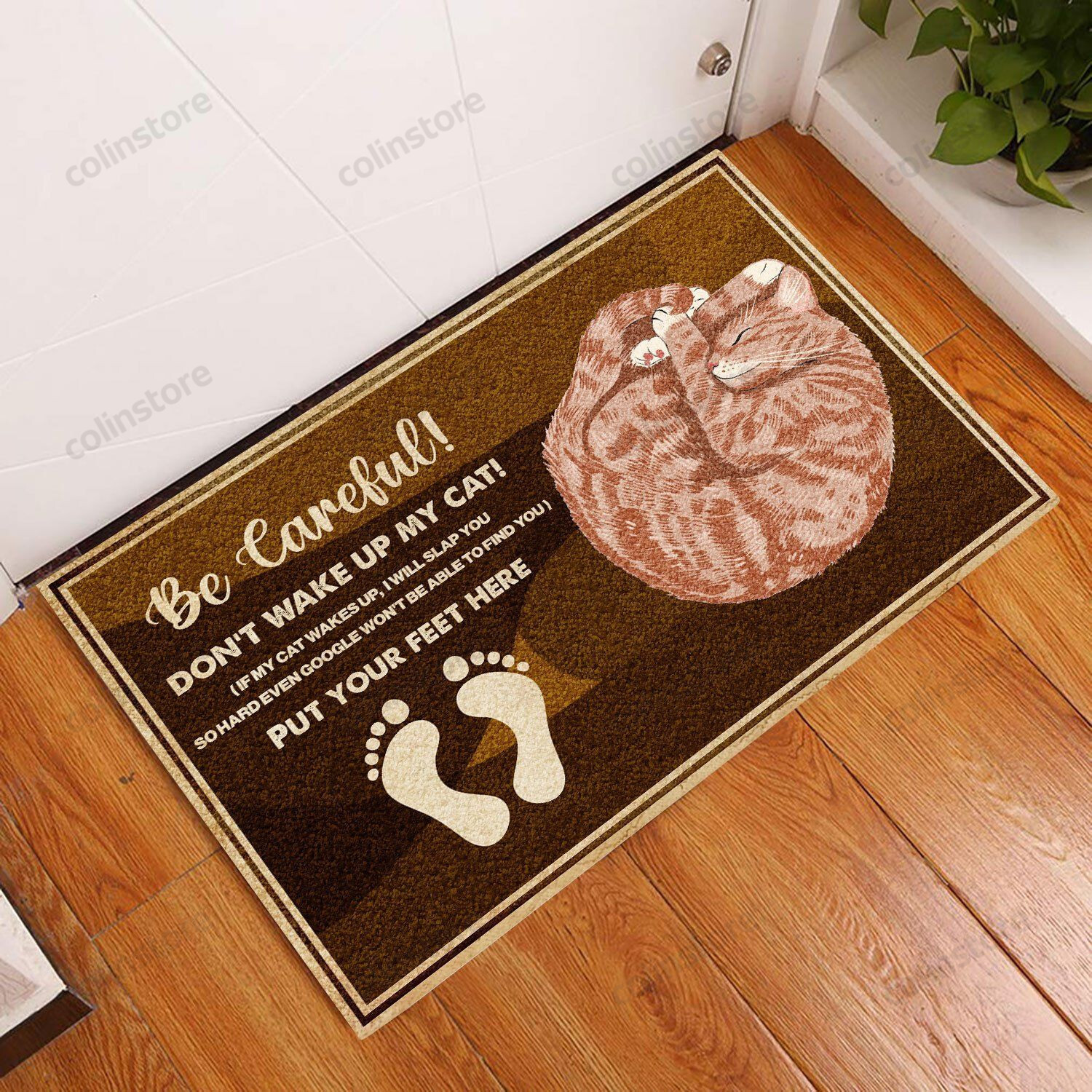 Cat Be Careful Dont Wake Up My Cat Doormat Welcome Mat