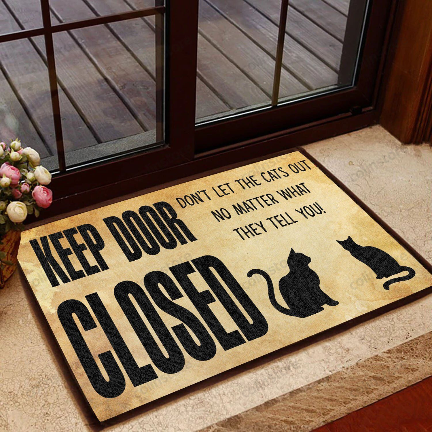 Cat Keep Door Closed - Cat Doormat Welcome Mat