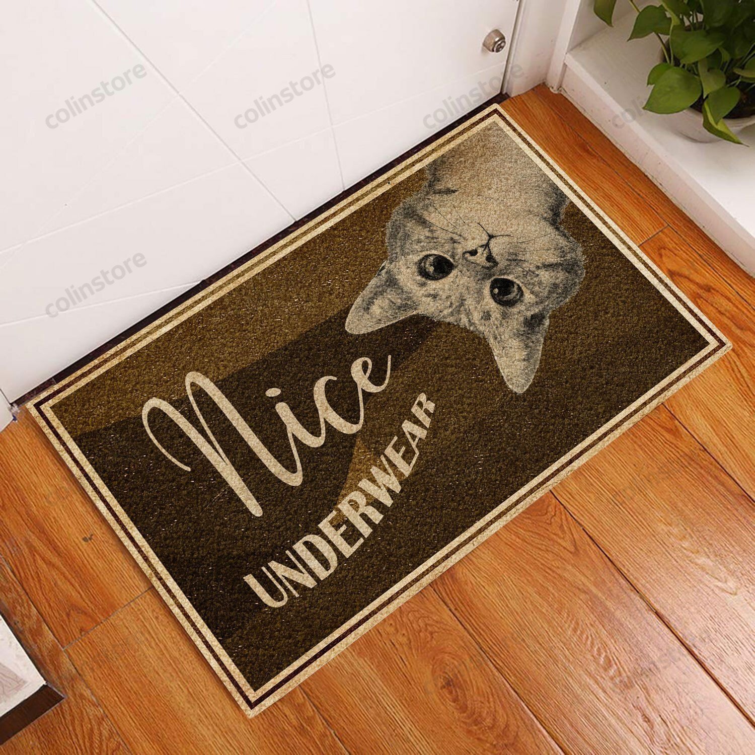 Cat Nice Underwear Doormat Welcome Mat