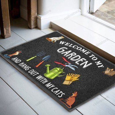 Cat Welcome To My Garden Funny Outdoor Indoor Wellcome Doormat