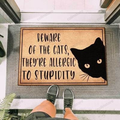 Cats Are Allergic To Stupidity Funny Outdoor Indoor Wellcome Doormat