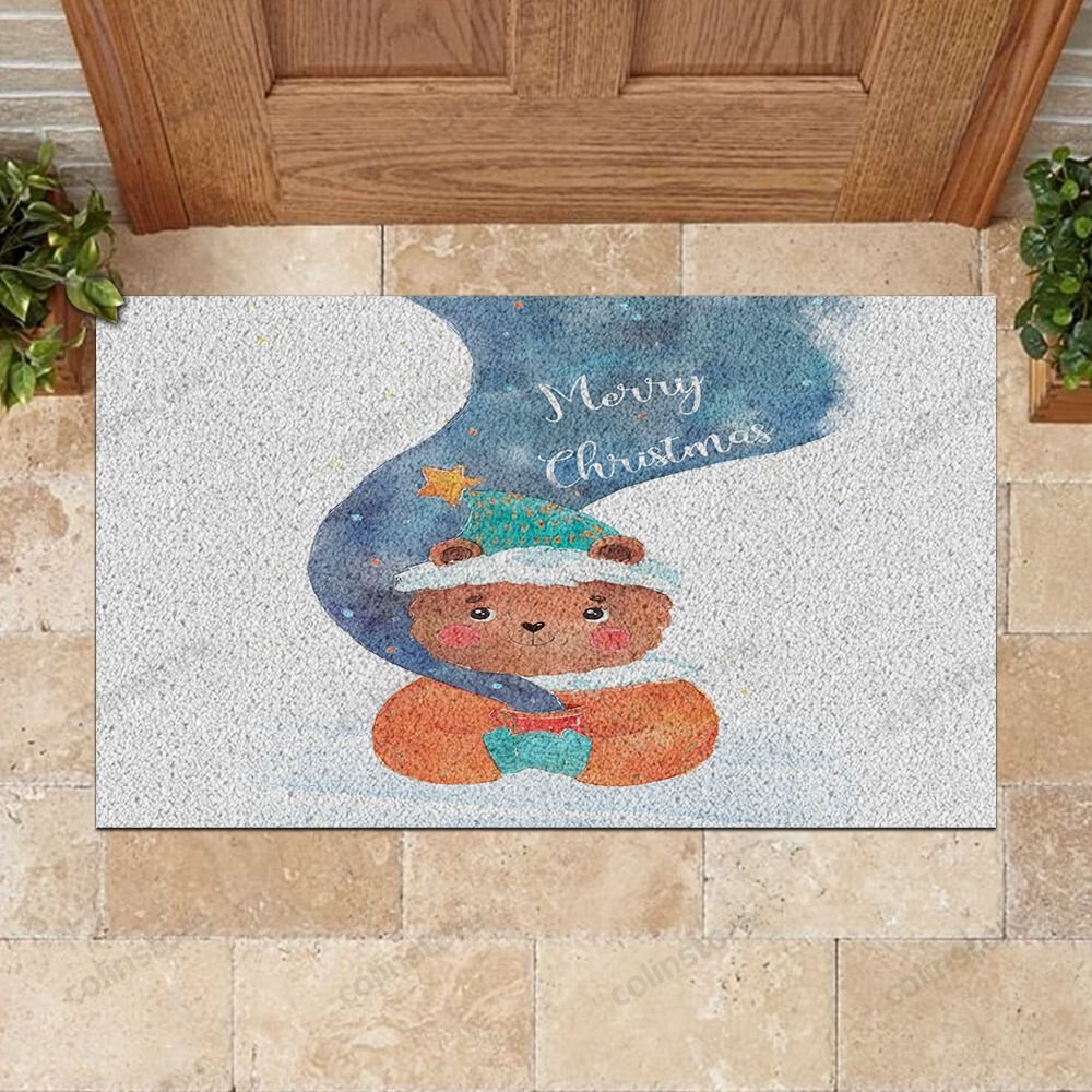 Christmas Bear Doormat Merry Christmas Doormat