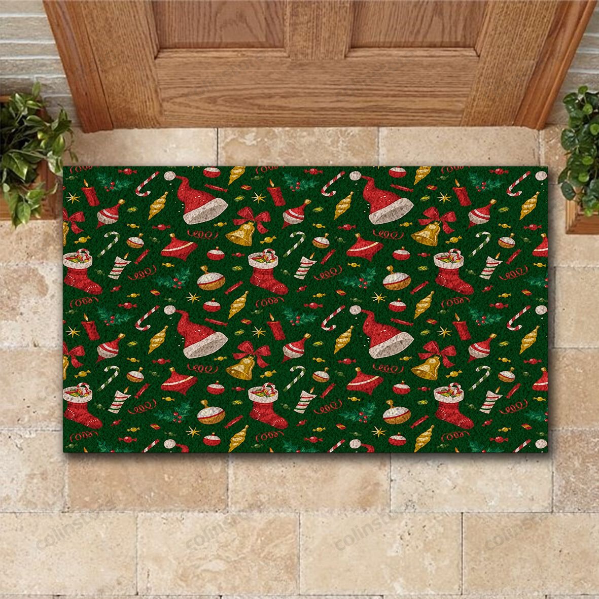 Christmas Seamless Pattern Doormat Merry Christmas Doormat