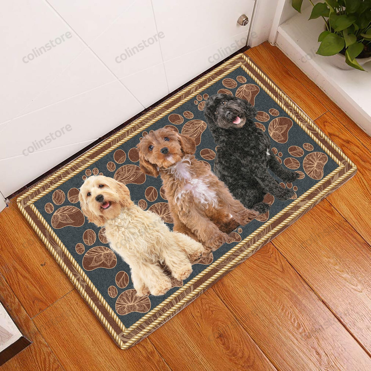 Cockapoo Flower Paw - Dog Doormat Welcome Mat