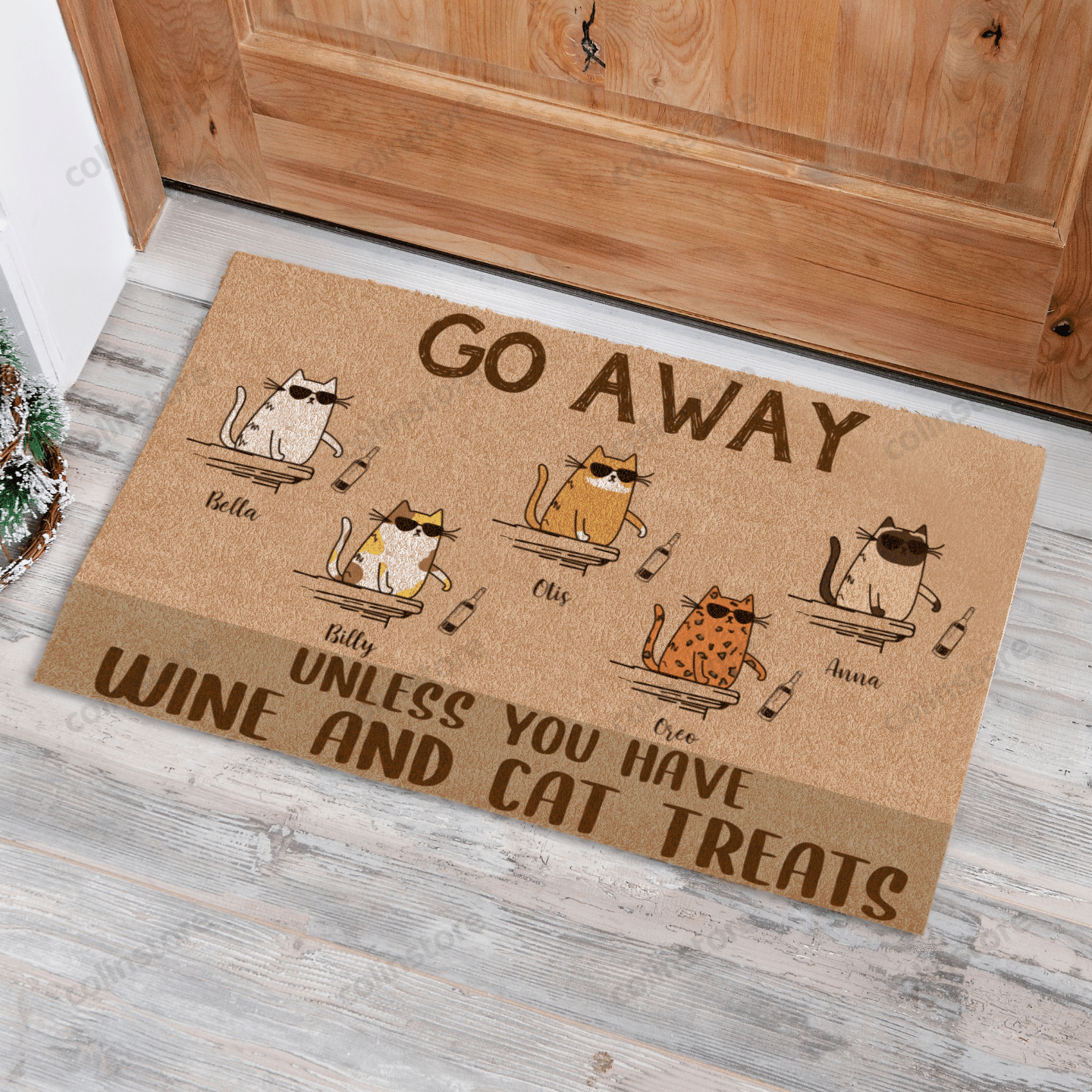 Cool Cat Go Away Unless You Have Wine And Cat Treats Funny Outdoor Indoor Wellcome Doormat