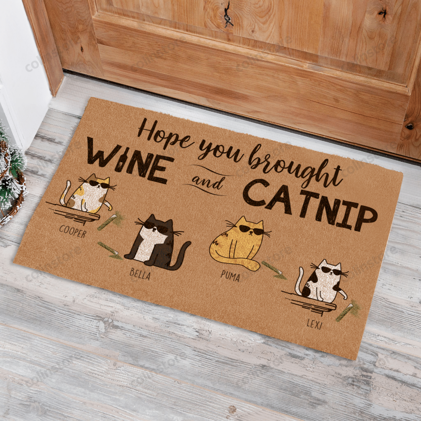 Cool Cat Hope You Brought Wine And Catnip Funny Outdoor Indoor Wellcome Doormat