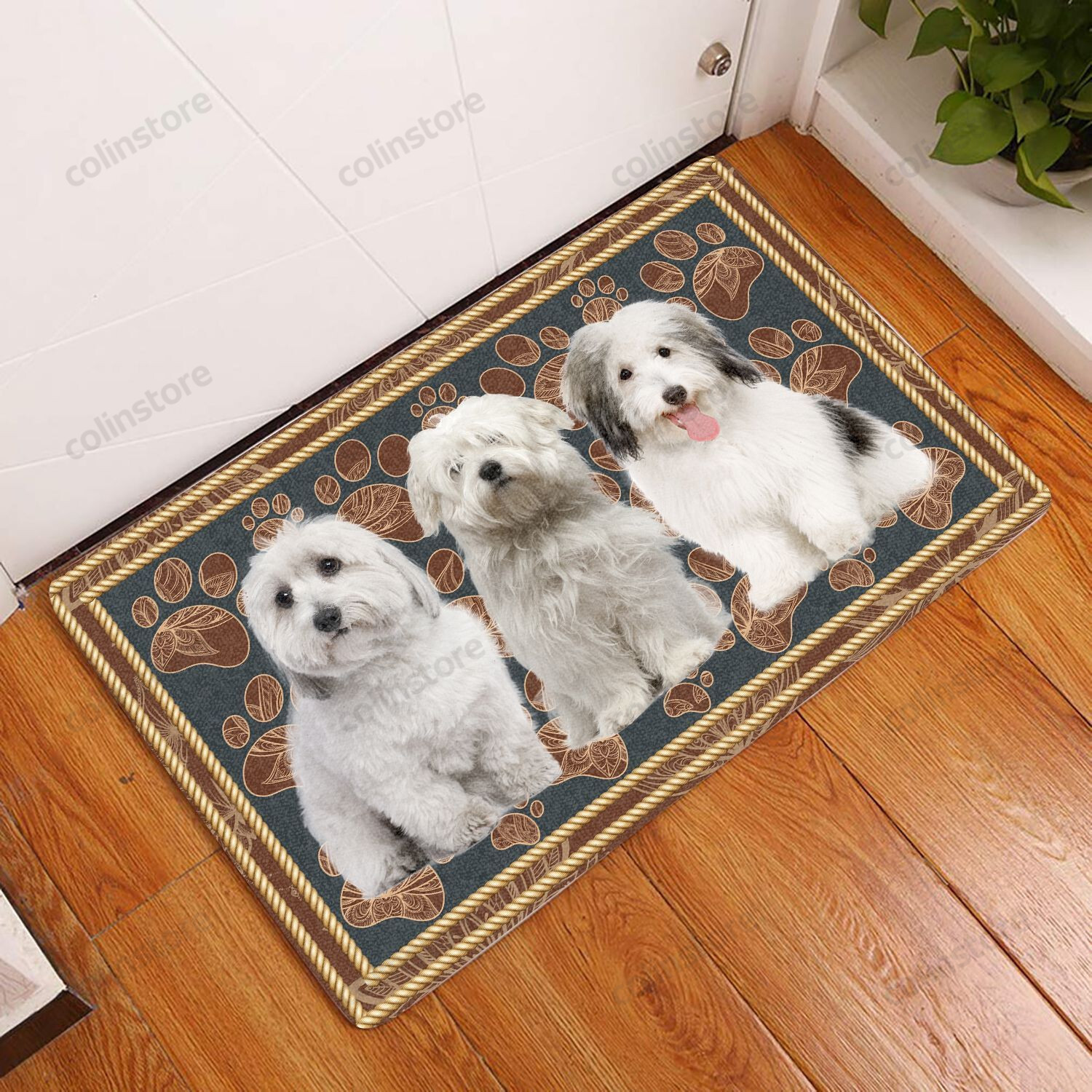 Coton De Tul Ar Flower Paw - Dog Doormat Welcome Mat