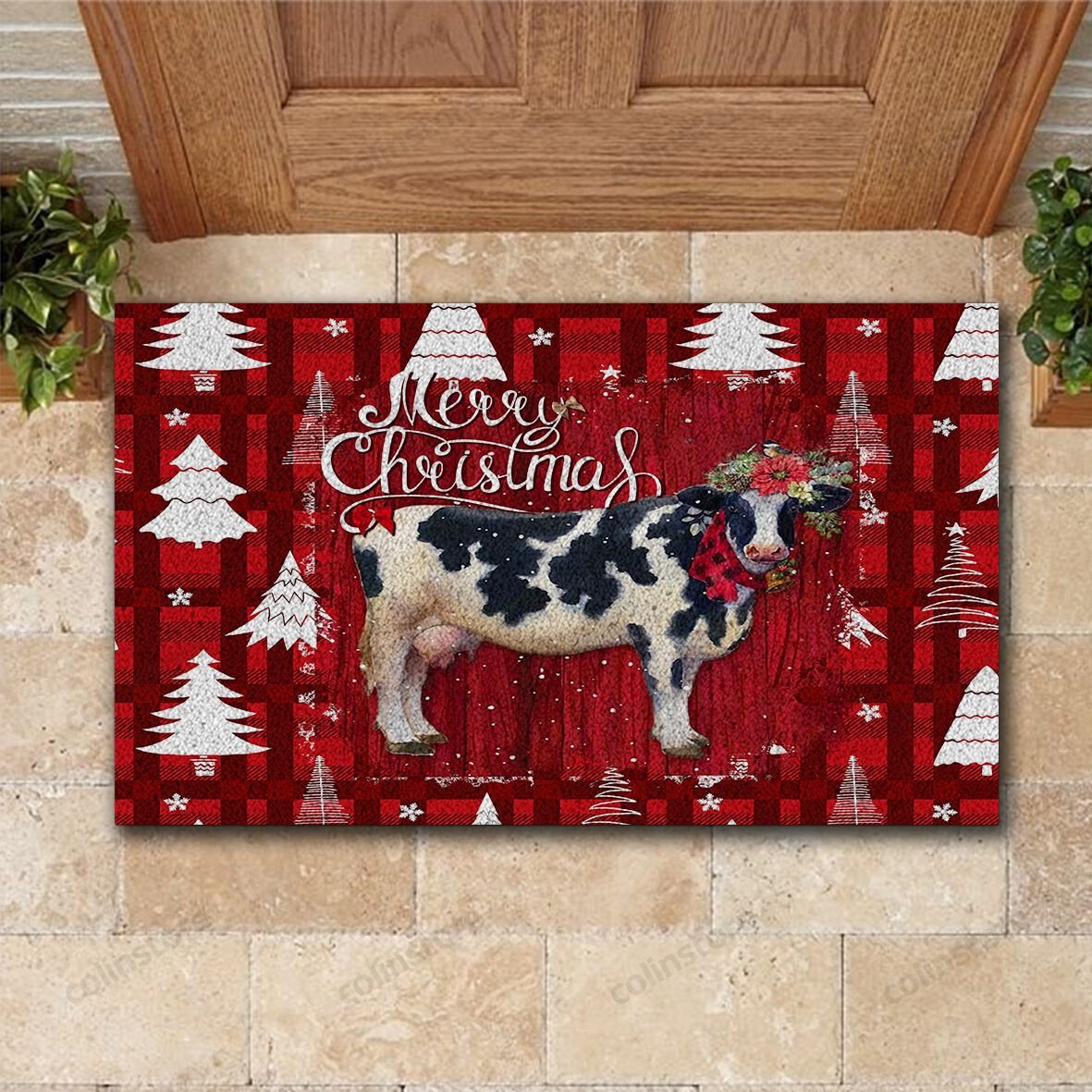 Cow Likes Christmas Doormat Merry Christmas Doormat