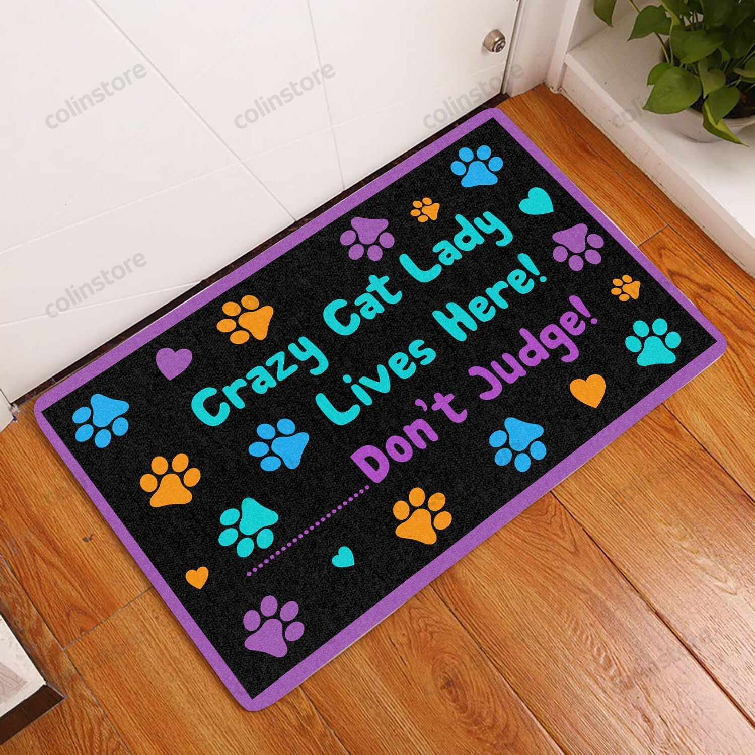 Crazy Cat Lady Lives Here Doormat Welcome Mat