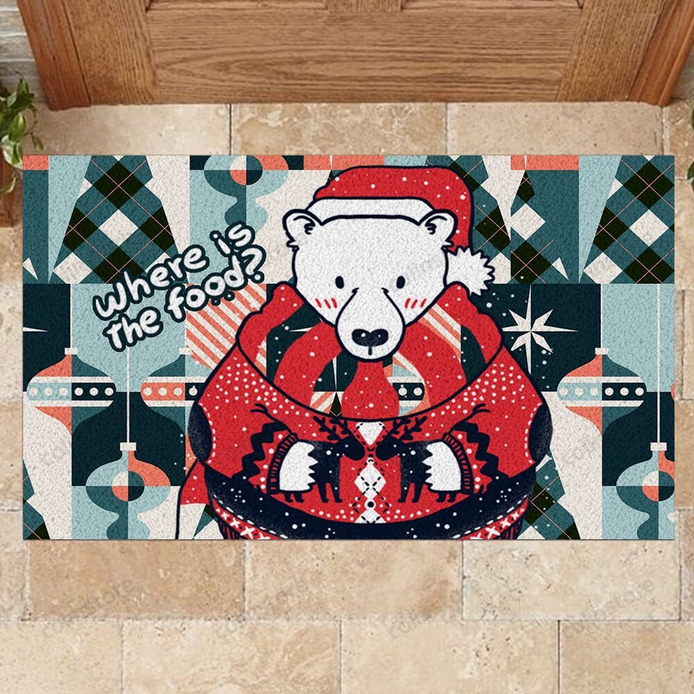 Cute Bear Doormat Merry Christmas Doormat