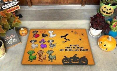 Dachshund We Hate Trick Or Treat In Here Funny Outdoor Indoor Wellcome Doormat