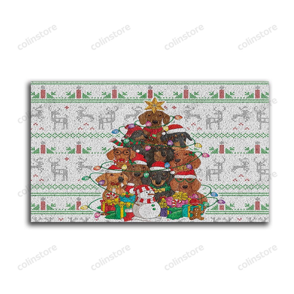 Dachshunds Dog Christmas Tree Doormat Merry Christmas Doormat