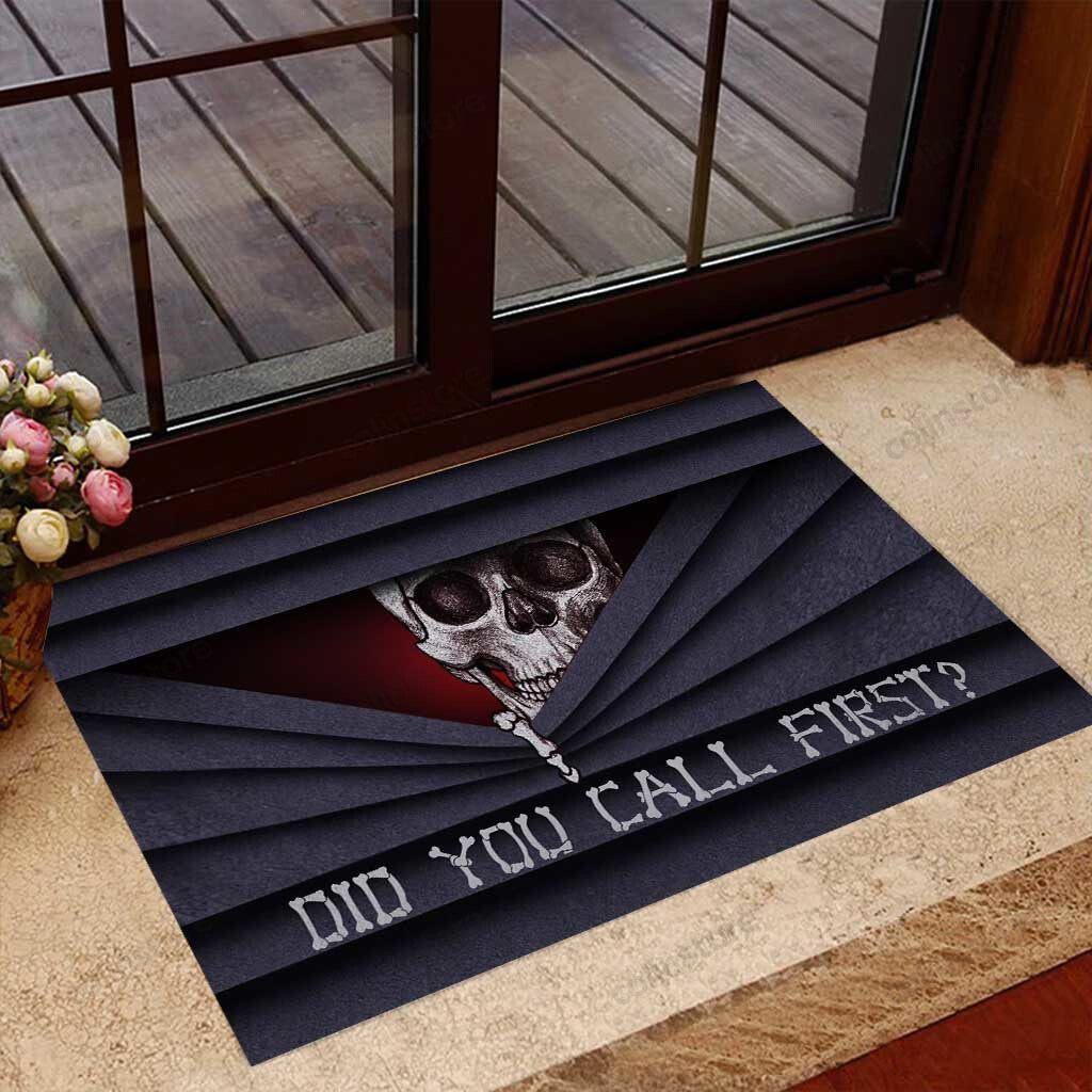 Did You Call First Skull Doormat Welcome Mat