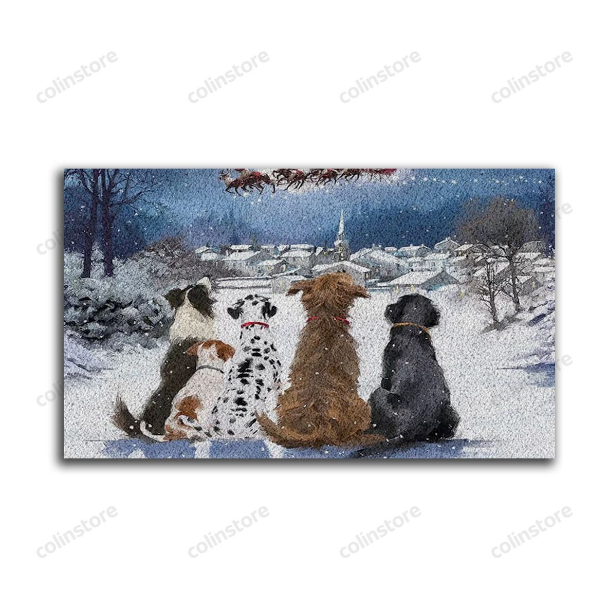 Dog Christmas Santa Claus Is Coming Doormat Merry Christmas Doormat