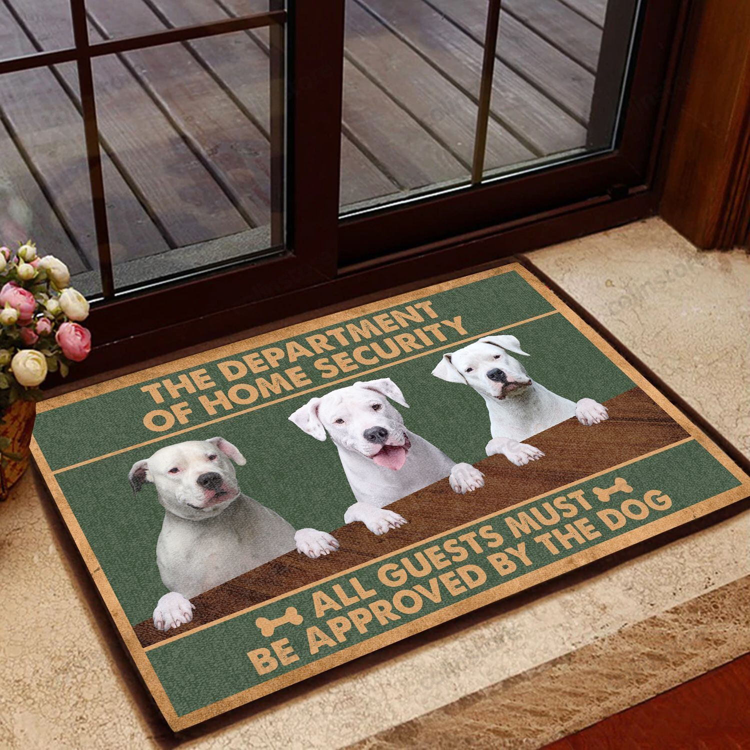 Dogo Argentino Home Security - Dog Doormat Welcome Mat