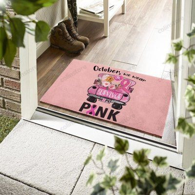 Dogs Golden Retriever October We Wear Pink Funny Outdoor Indoor Wellcome Doormat