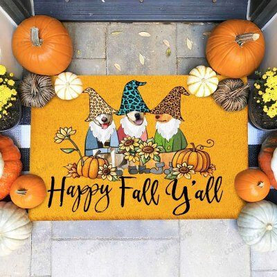 Dogs Happy Fall Funny Outdoor Indoor Wellcome Doormat