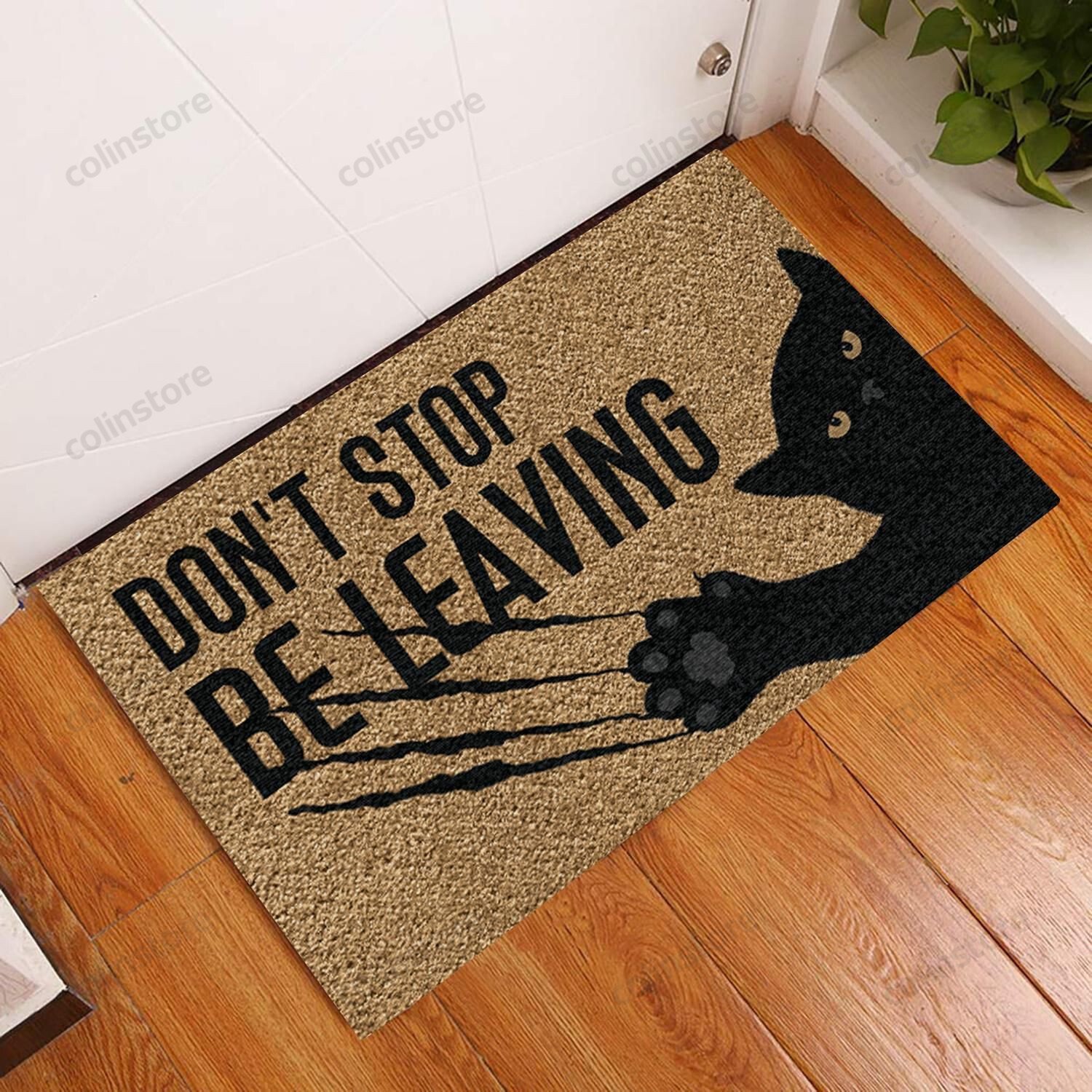 Dont Stop Black Cat Doormat Welcome Mat