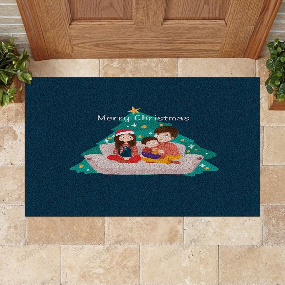 Family Time Doormat Merry Christmas Doormat