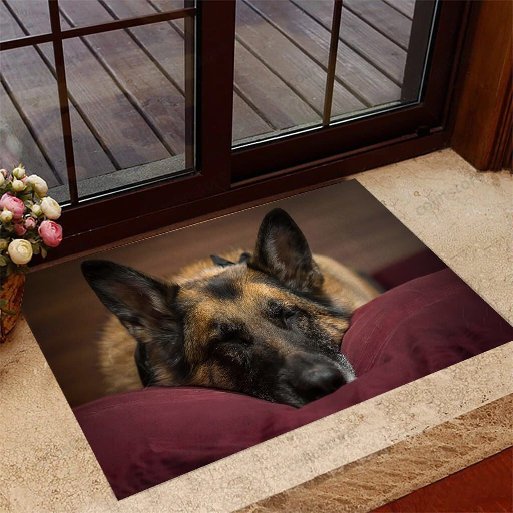 German Shepherd Sleeping - Dog Doormat Welcome Mat