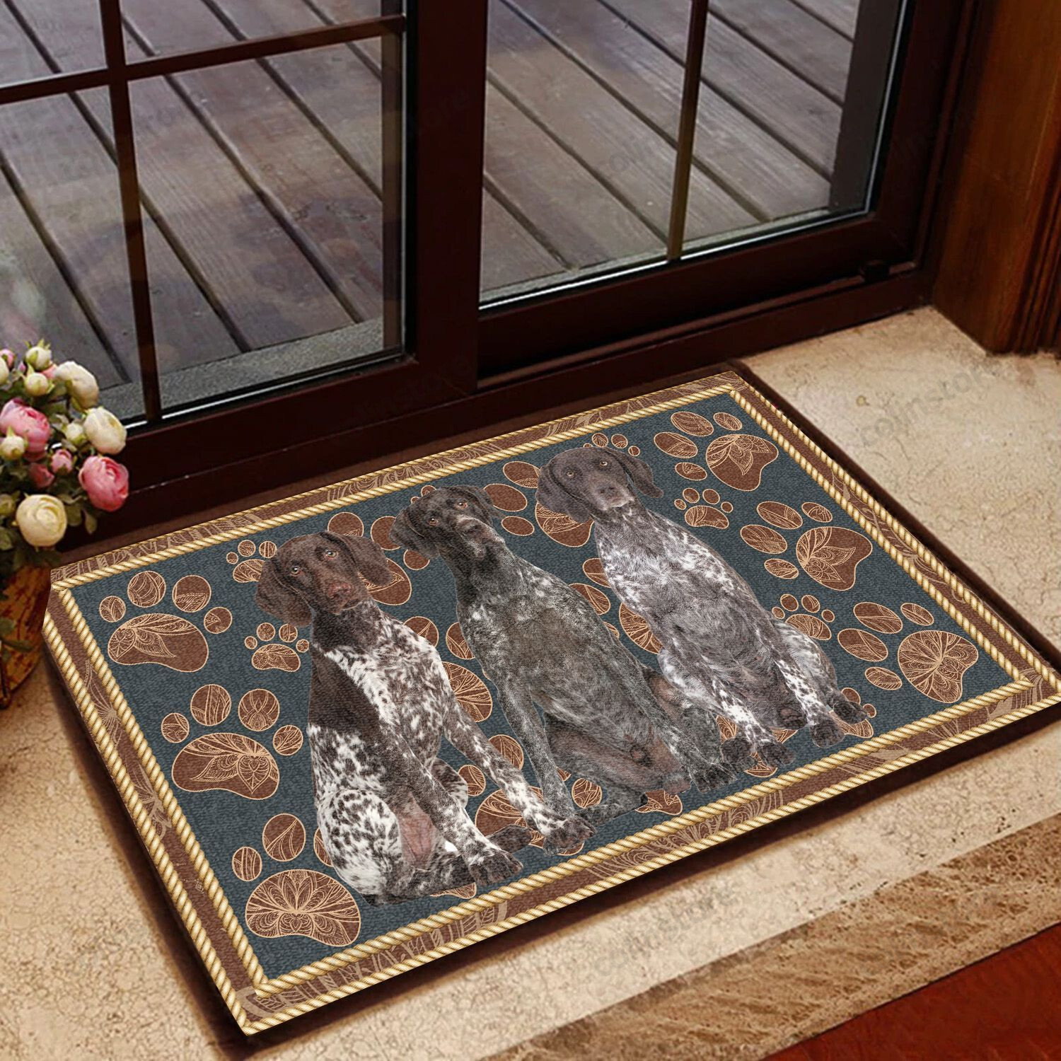 German Shorthaired Pointer Flower Paw - Dog Doormat Welcome Mat