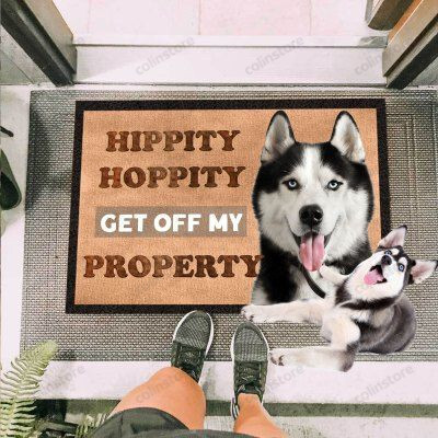 Get Off My Property Husky Funny Outdoor Indoor Wellcome Doormat