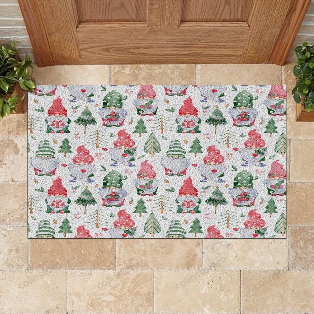 Gnomes And Christmas Tree Doormat Merry Christmas Doormat