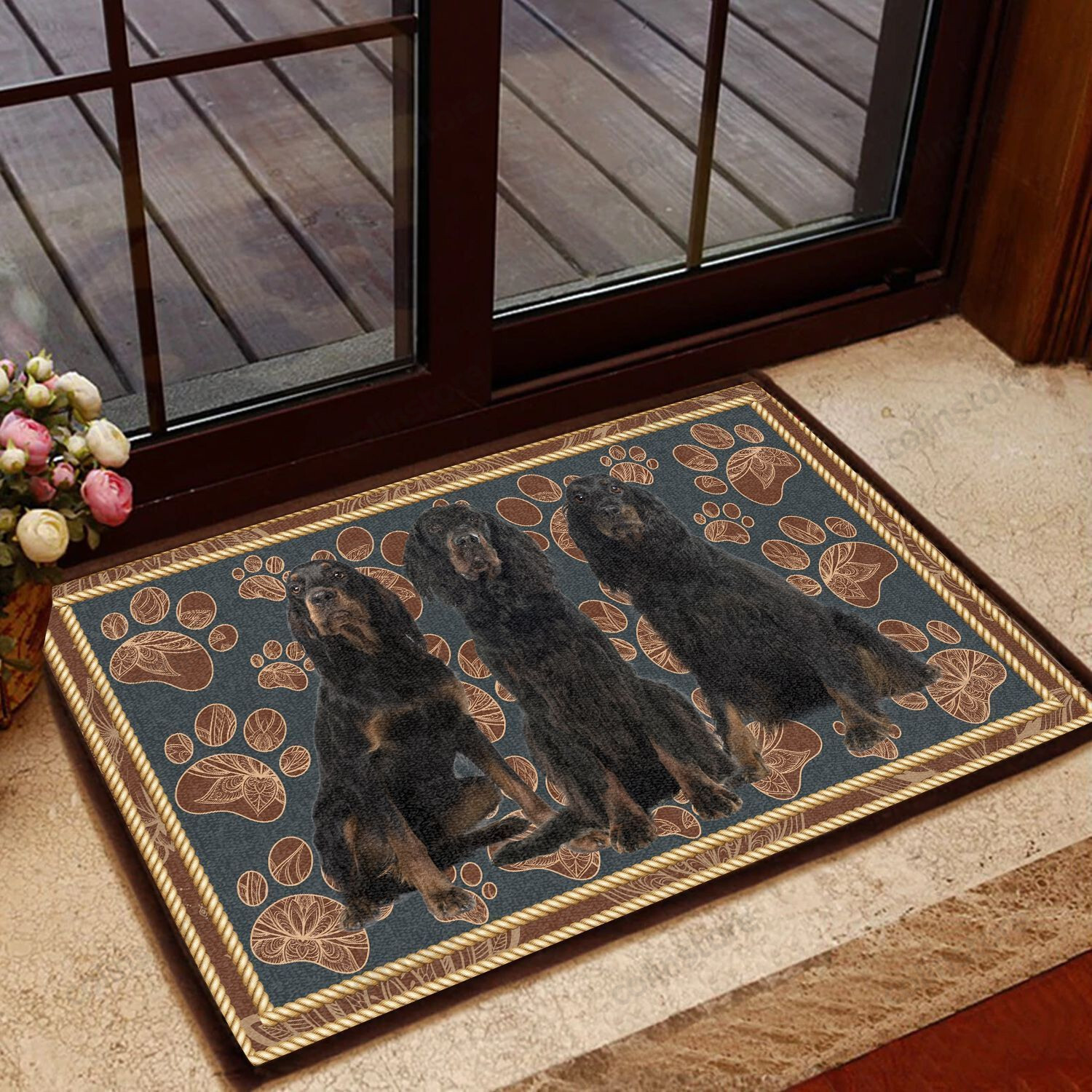 Gordon Setter Flower Paw - Dog Doormat Welcome Mat