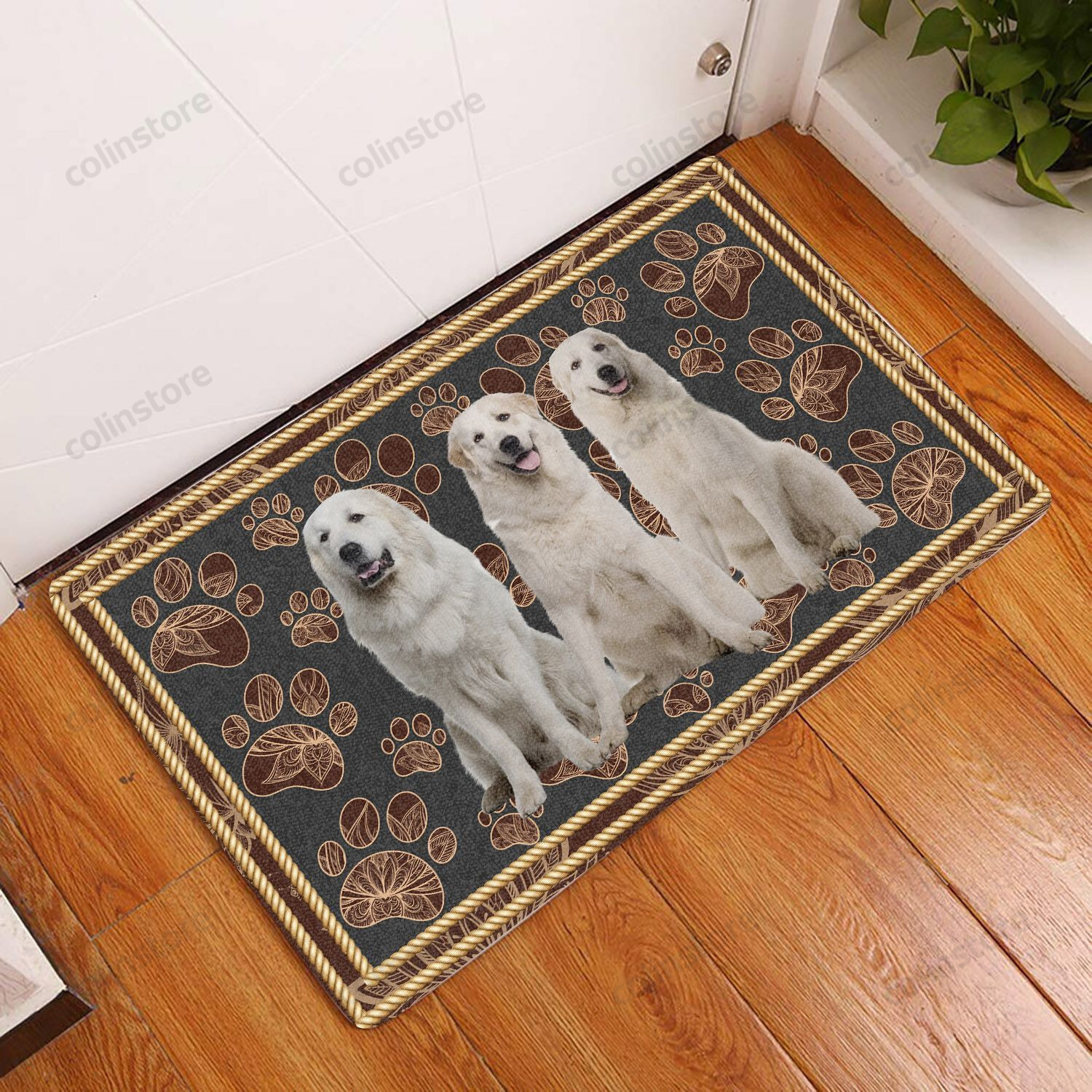 Great Pyrenees Paw Floral - Dog Doormat Welcome Mat