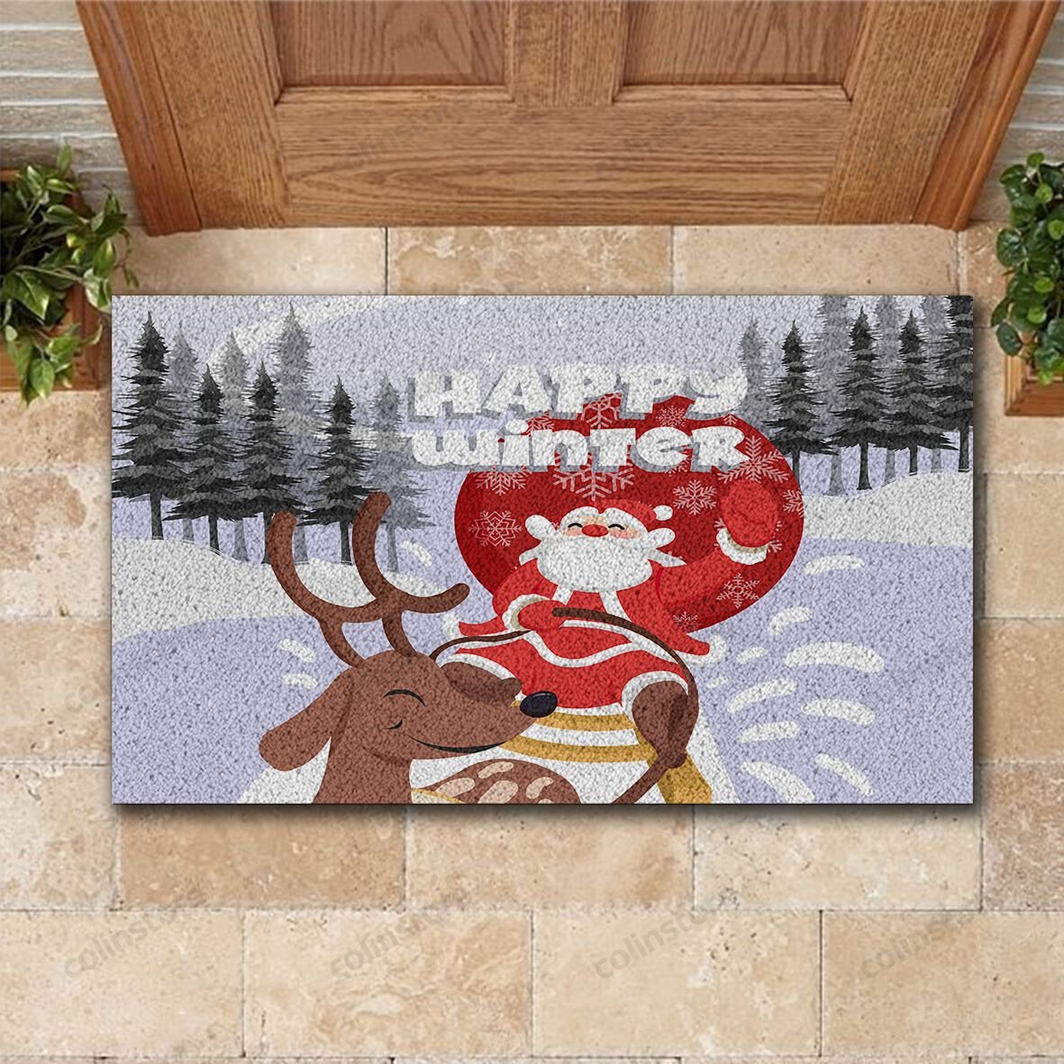 Happy Winter Doormat Merry Christmas Doormat