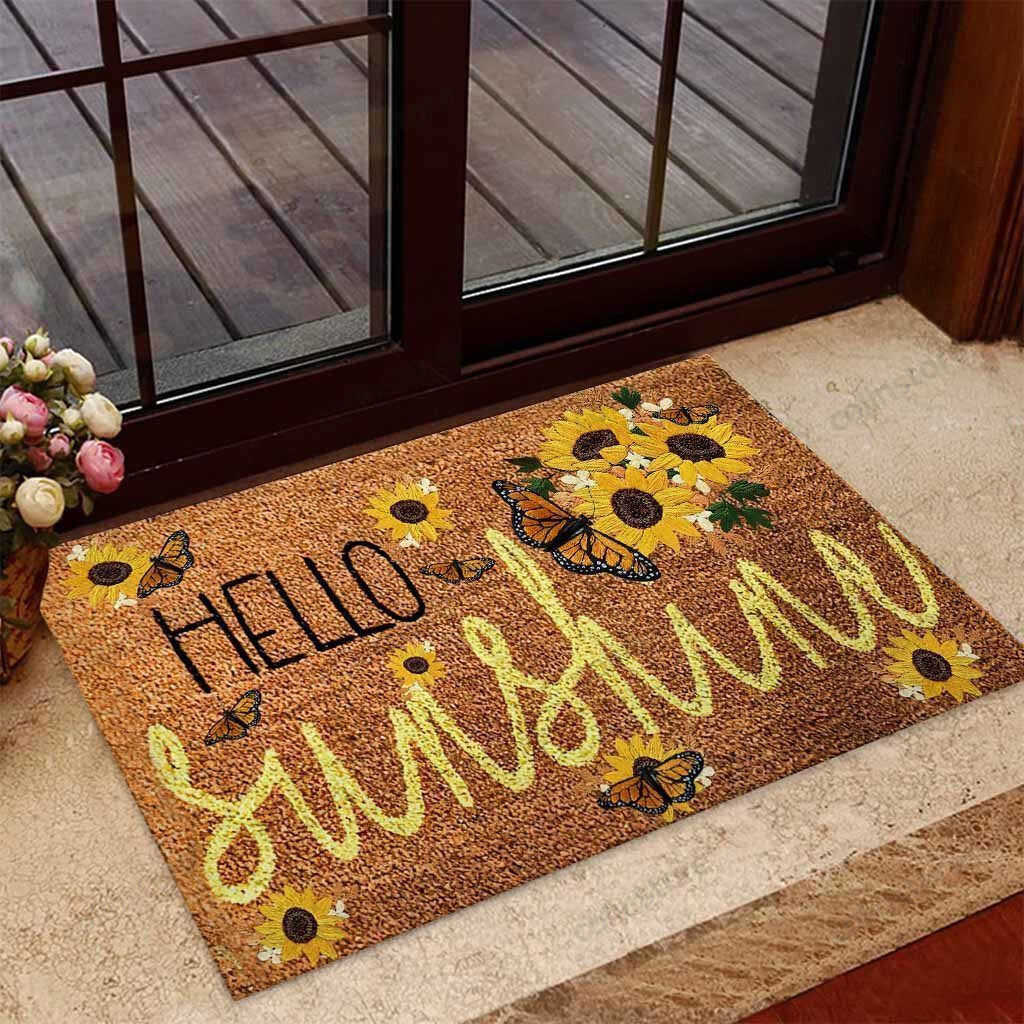 Hello Sunshine Butterfly Doormat Welcome Mat