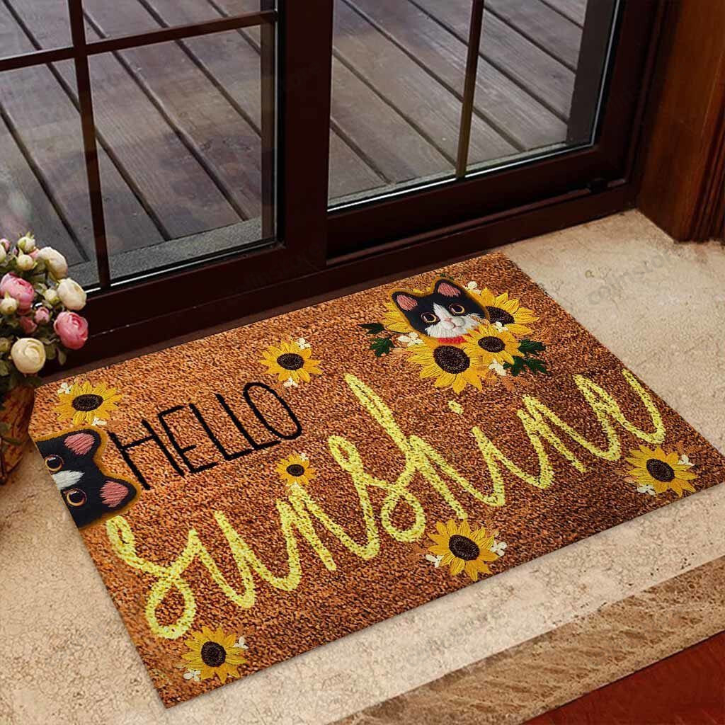 Hello Sunshine Cat Doormat Welcome Mat