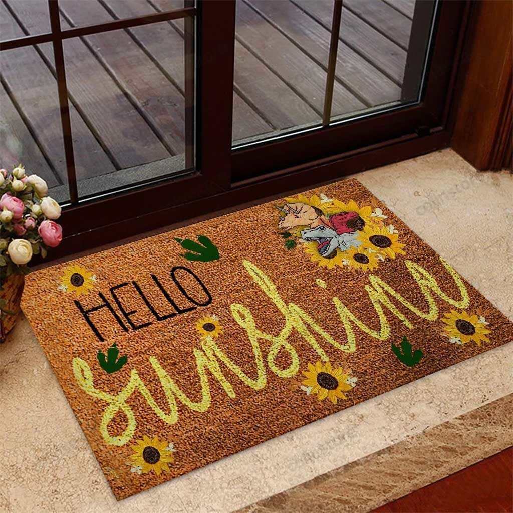 Hello Sunshine Dinosaur Doormat Welcome Mat