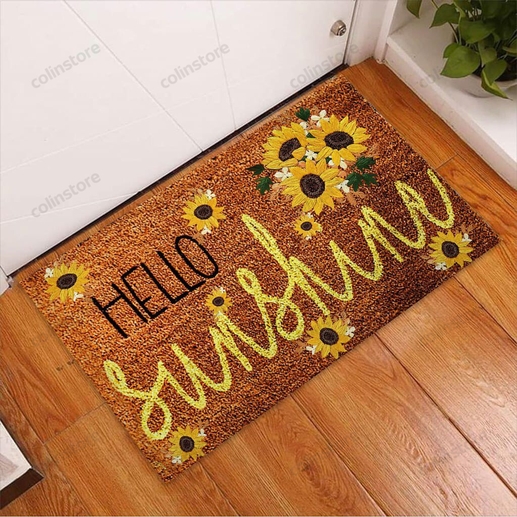 Hello Sunshine Sunflower Doormat Welcome Mat -ghepten-2ratb2t